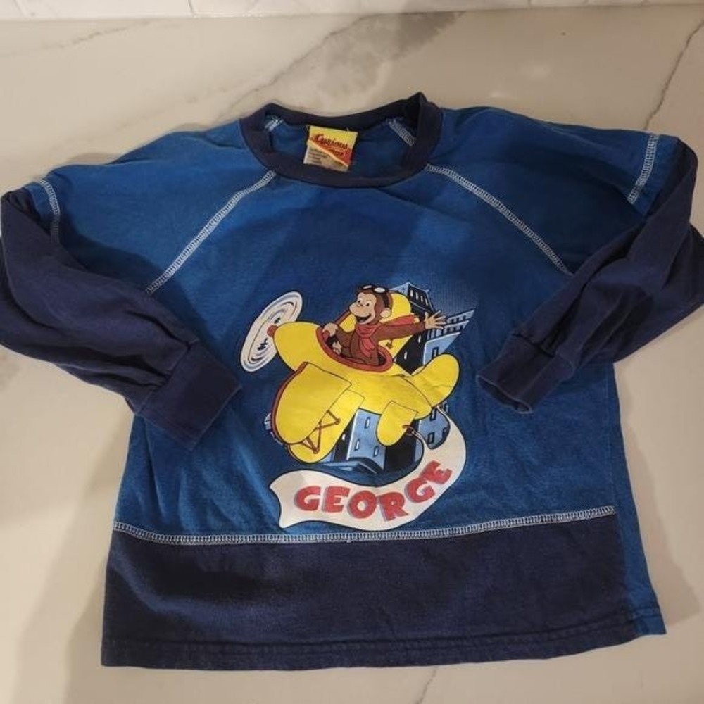 Rare vintage Curious George Boys Long Sleeve Shirt Size 6X